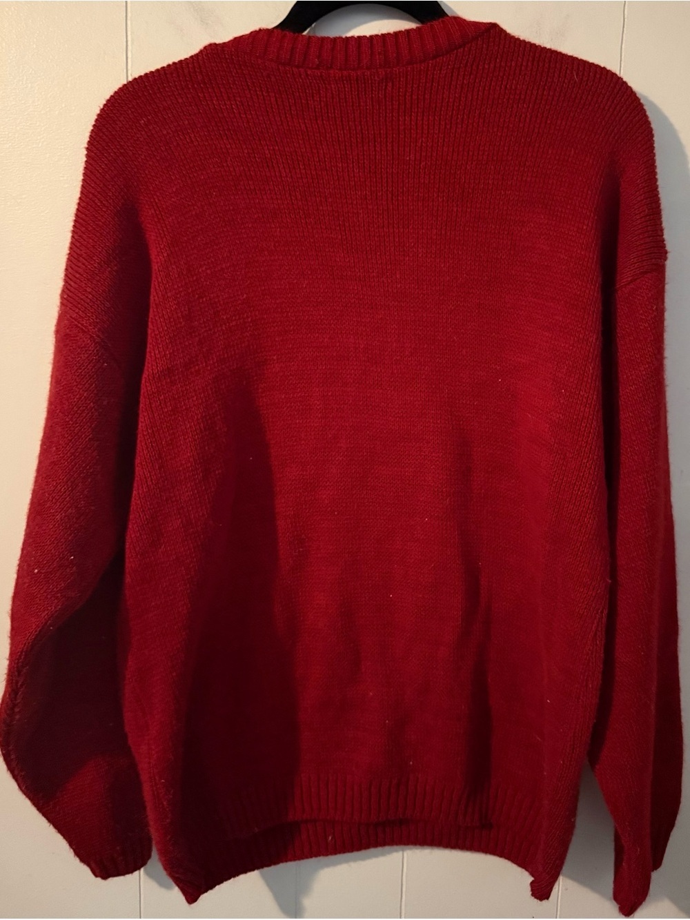 Faded Glory Red Crewneck Sweater with Flag Motif - Picture 5 of 7